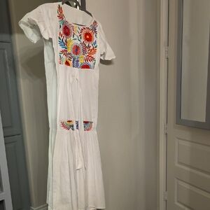 Embroidered White Dress